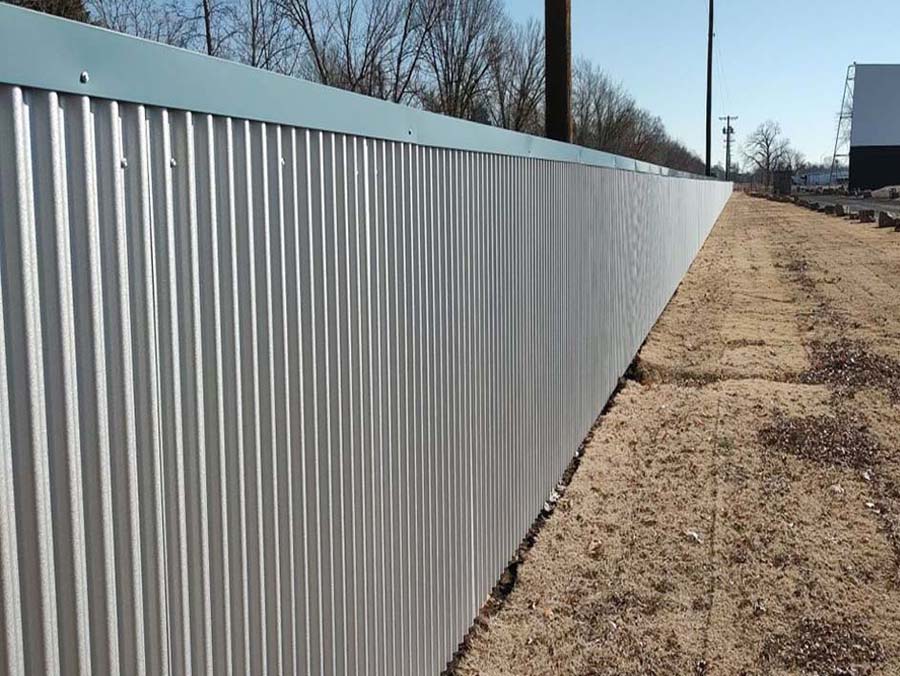 Photo of a corrugated metal fence from a Oklahoma fence contractor